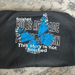 SHEIN Black Jacket with Blue Butterfly Print